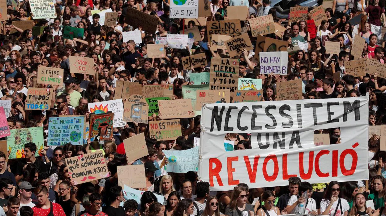 Imagen de la manifestación de estudiantes que se ha llevado a cabo en Valencia