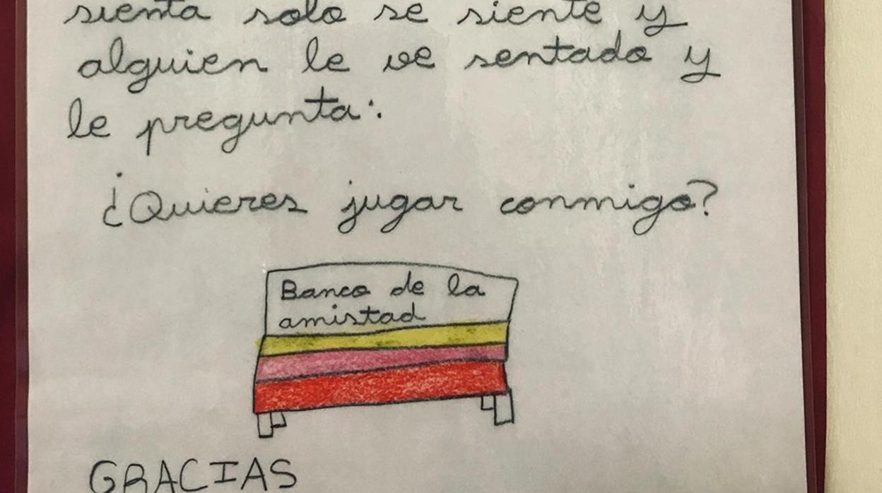 El banco de la amistad: la propuesta de una escolar de Burgos que se hizo viral, ya es realidad
