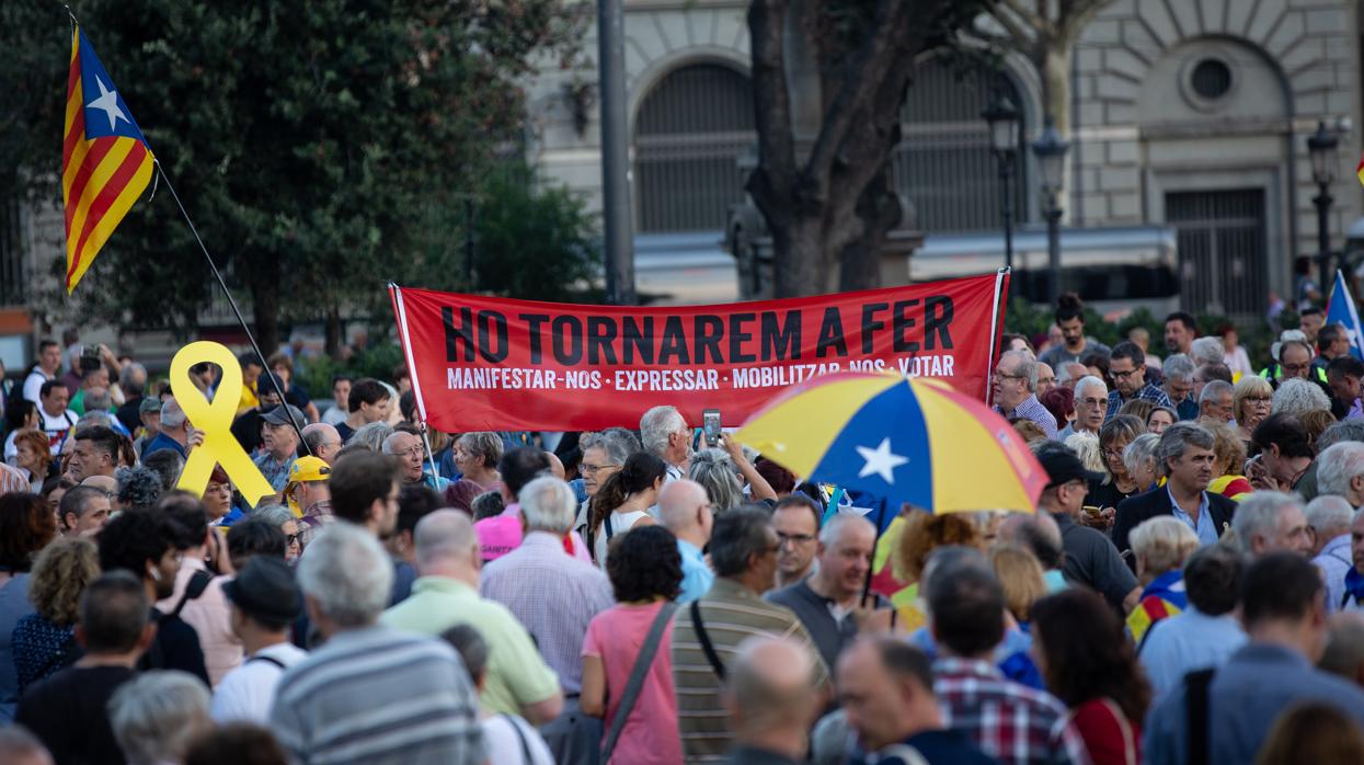 Manifestación de ayer en Barcelona por el aniversario del 1-O