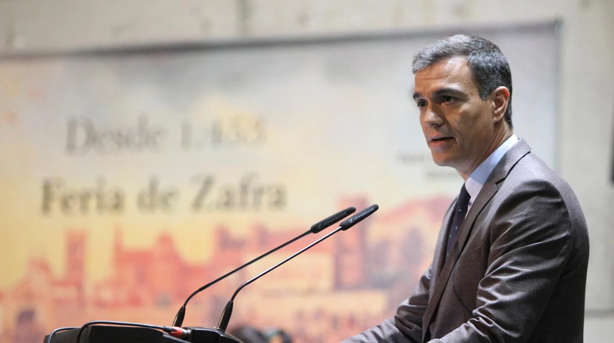 Pedro Sánchez, ayer, en un acto en Badajoz