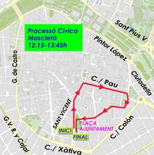 Recorrido de la procesión cívica