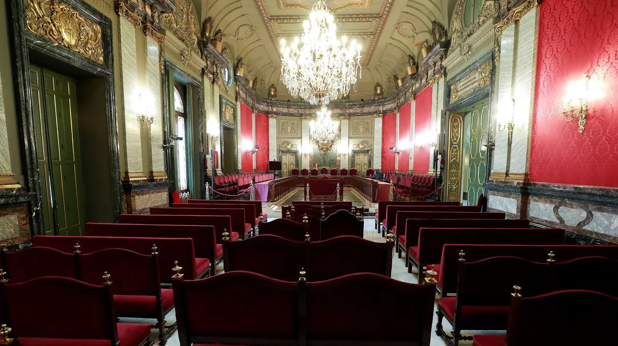El salón de plenos del Tribunal Supremo, donde se celebró el juicio del «procés»