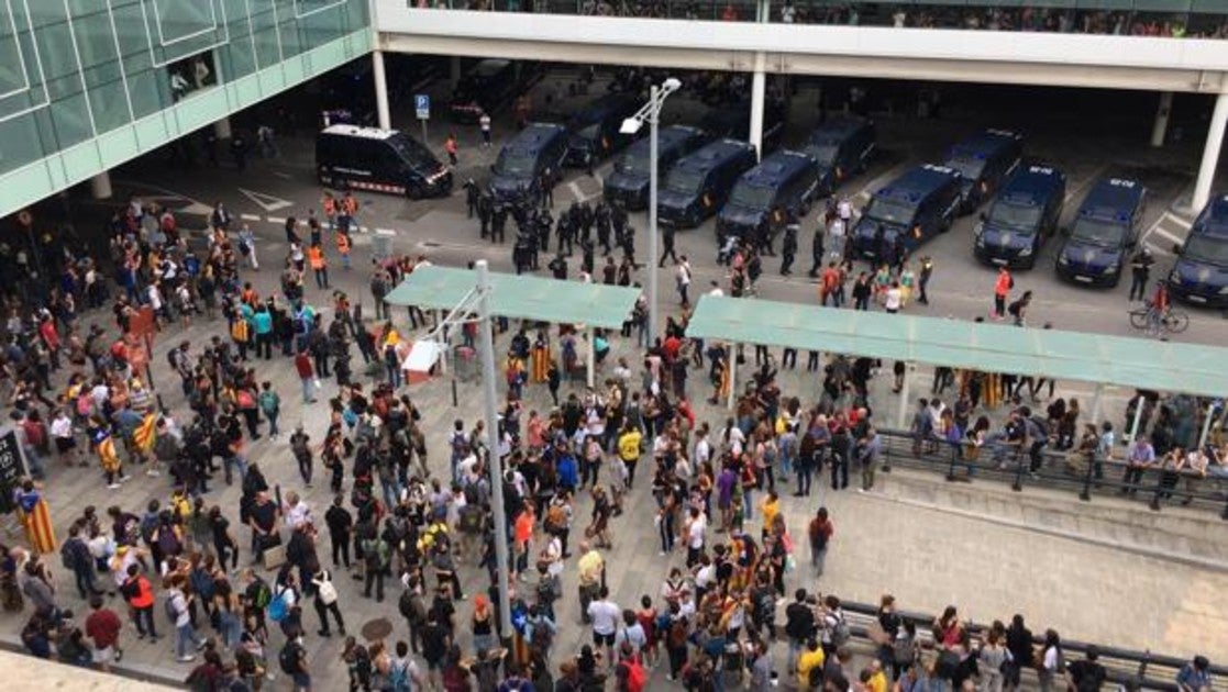 Protestas independentistas en el aeropuerto de El Prat