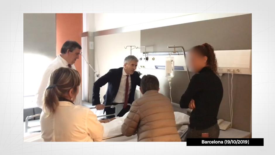 Marlaska visita a los policías ingresados en hospitales de Barcelona