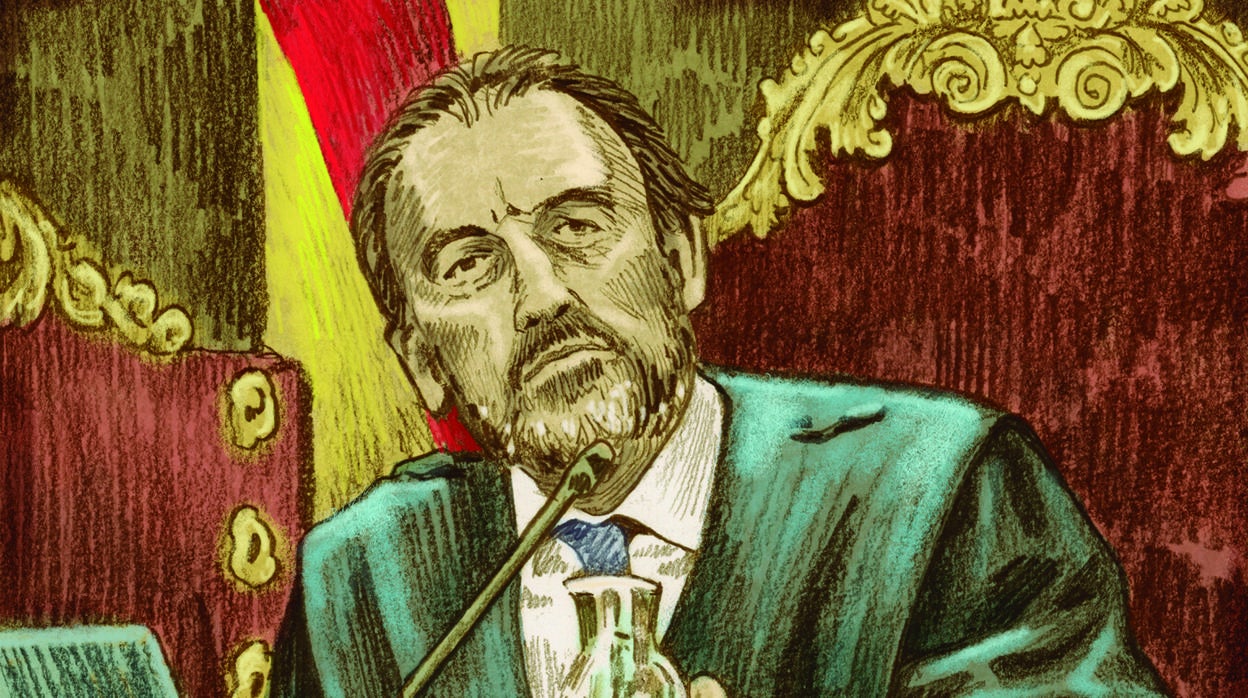 El juez Manuel Marchena, en un dibujo de Nieto