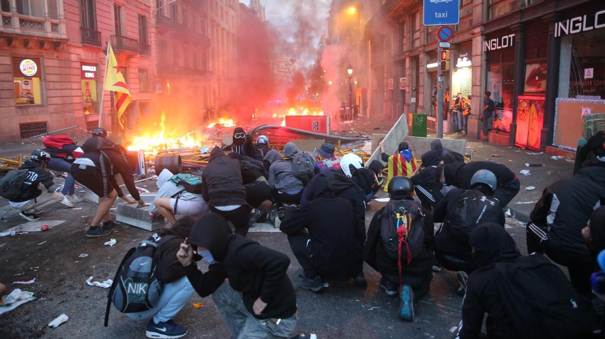 Imagen de los disturbios del pasado viernes en Barcelona.