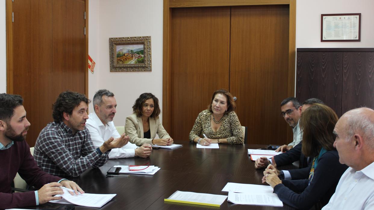 Las alcaldesas de Bargas y Olías del Rey, en el centro, junto al presidente de la Mancomunidad de la Sagra Baja y técnicos de cada localidad