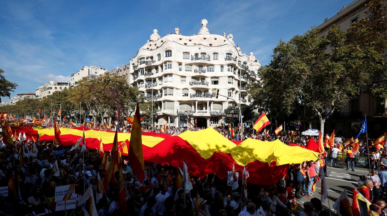 Imagen del centro de Barcelona, ayer