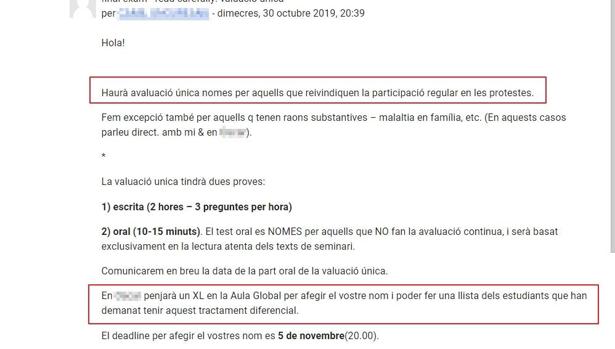 La UPF obliga a los alumnos a significarse políticamente en función de si secundan las protestas