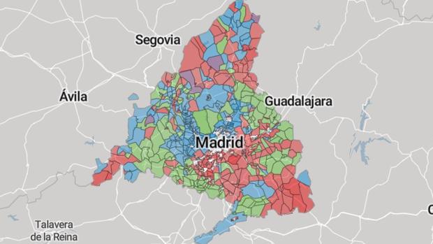 De PP a Podemos en una manzana: cómo cambia el voto en los barrios de Madrid