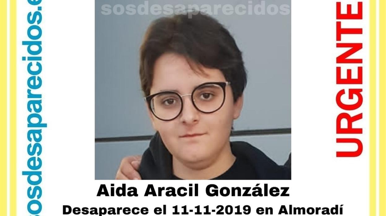 Foto de Aída difundida por la Guardia Civil durante su búsqueda