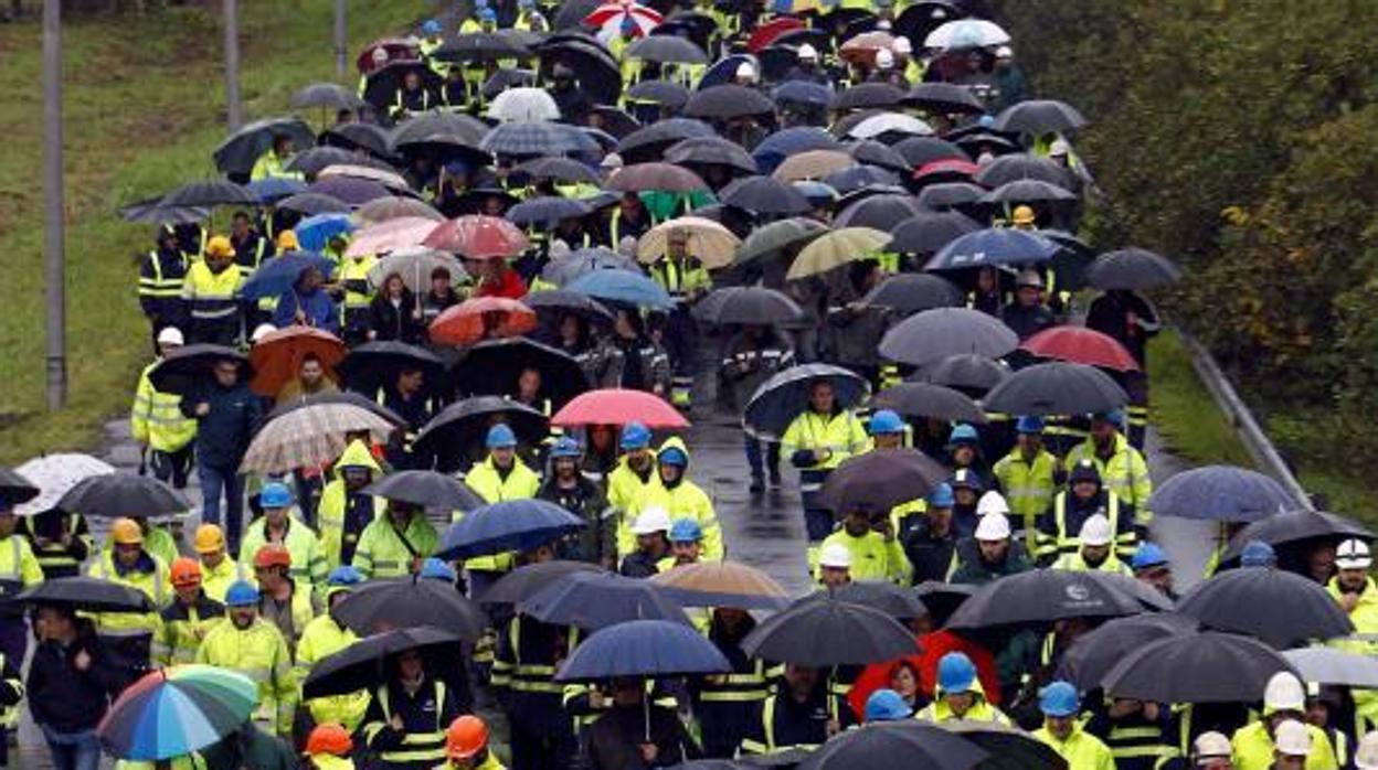 Manifestación de los trabajadores de Navantia en Ferrol el pasdo día 12