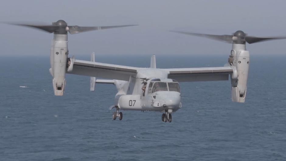 Así son las prácticas de despegue del del MV-22 Osprey