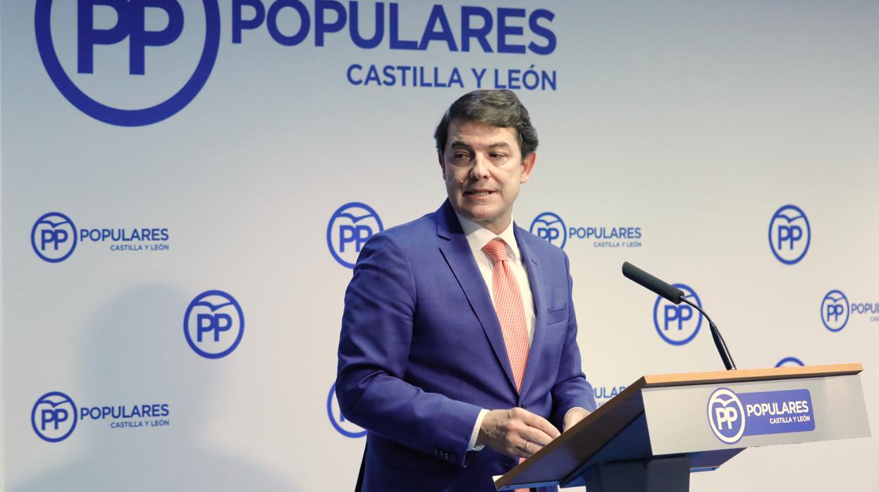 Alfonso Fernández Mañueco, durante la clausura la reunión de la Junta Directiva Autonómica de la formación