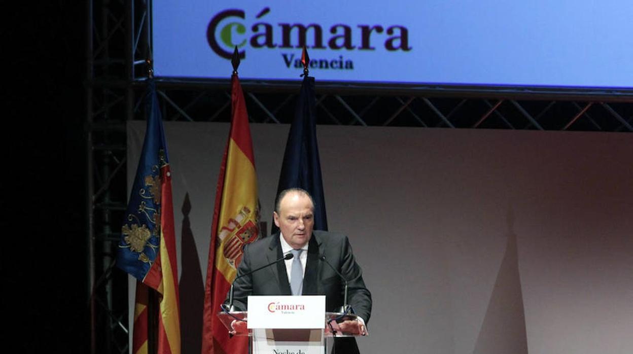 Imagen del presidente de la Cámara de Valencia, José Vicente Morata, en la ceremonia del pasado año