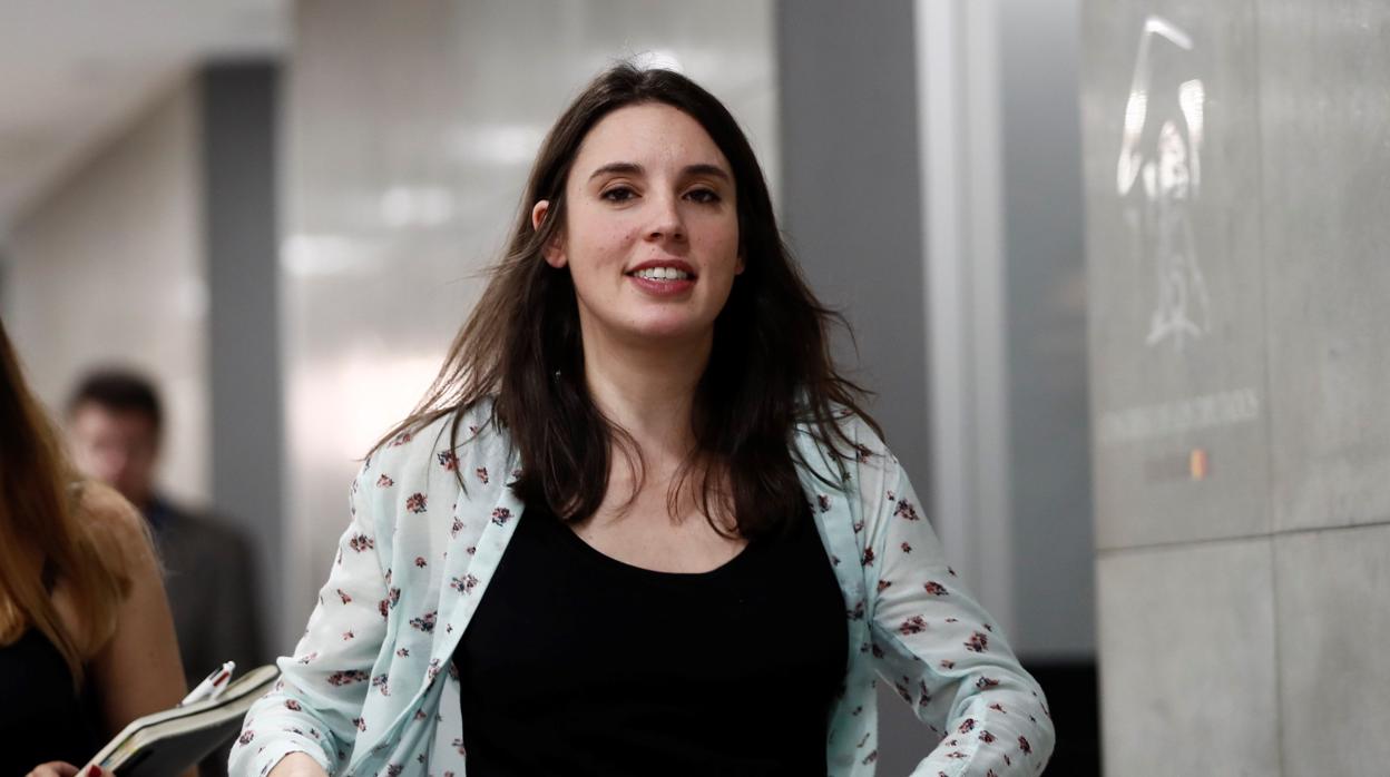 La portavoz del grupo confederal de Unidas Podemos, Irene Montero, este miércoles en el Congreso de los Diputados