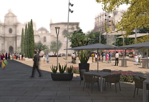 La plaza de la Reina de Valencia se transformará en un espacio verde con toldos, fuentes y juegos