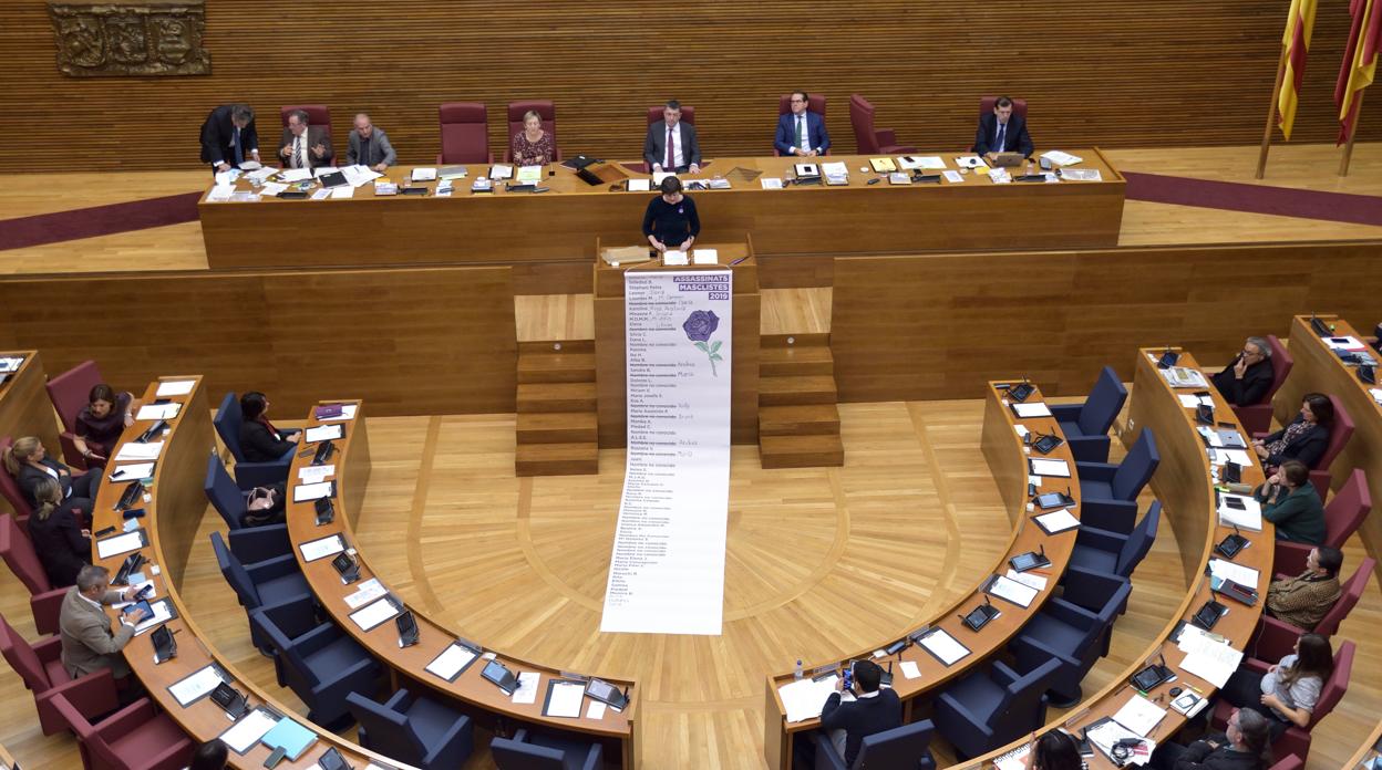 Imagen del debate sobre emergencia feminista este jueves en las Cortes Valencianas