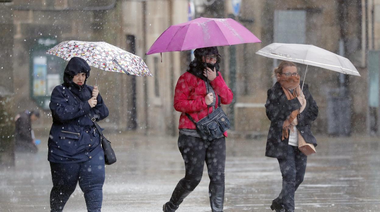 Santiago de Compostela en un día de fuertes lluvias