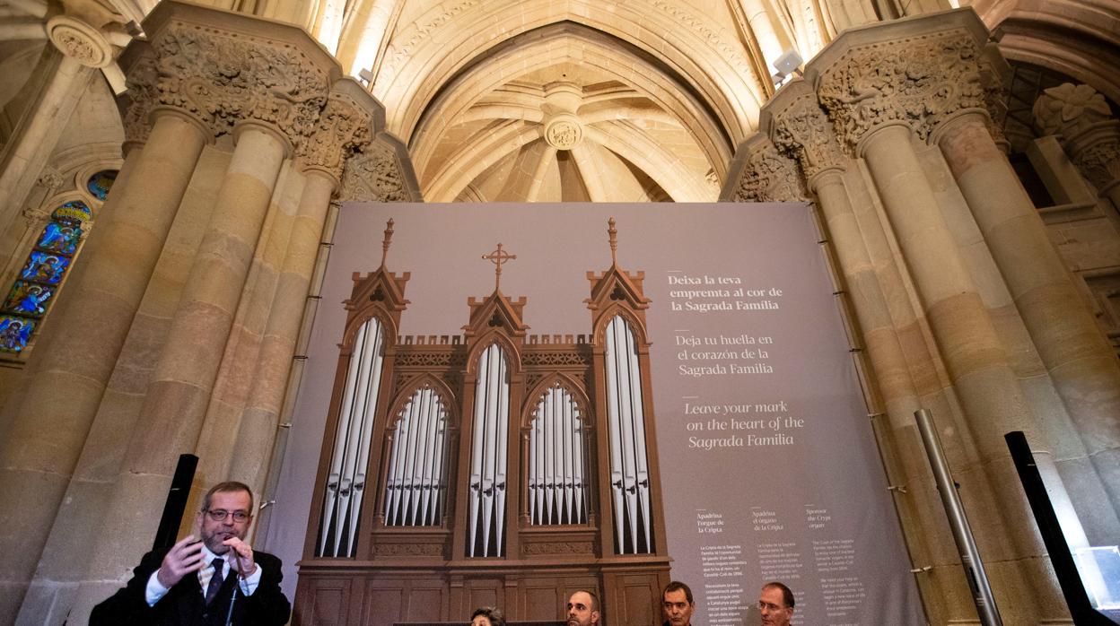El arquitecto jefe de la basílica Jordi Faulí, durante el acto de presentación del futuro órgano