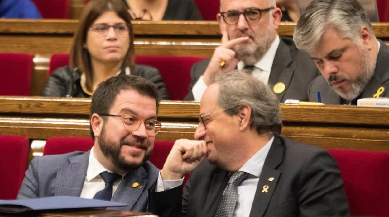 Pere Aragonès y Quim Torra, el miércoles en el Parlament