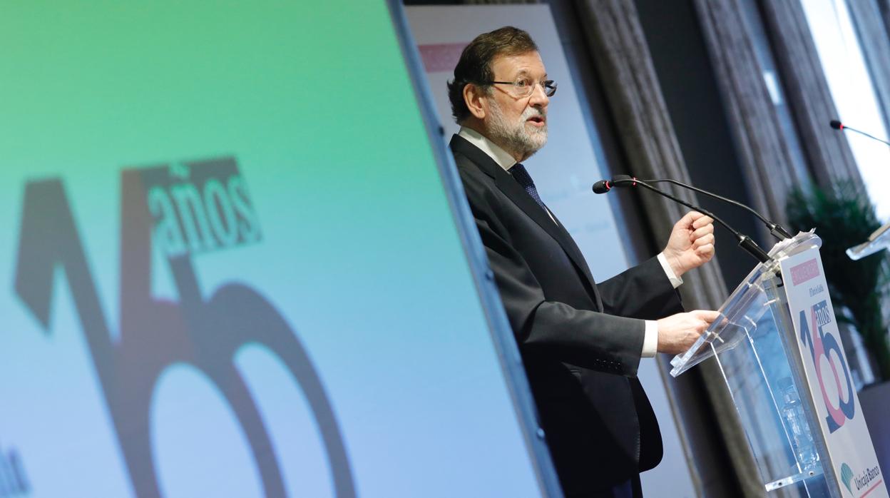 El expresidente del Gobierno Mariano Rajoy durante la presentación de su libro en Valladolid