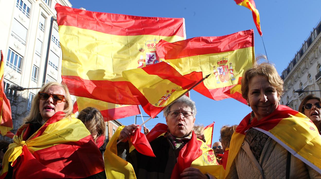 Manifestantes en la concentración de ayer en Madrid