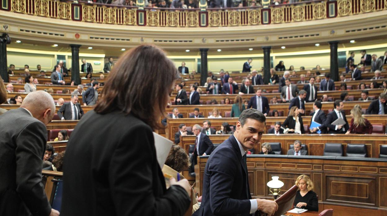 Pedro Sánchez, en el hemiciclo del Congreso durante la fallida sesión de investidura