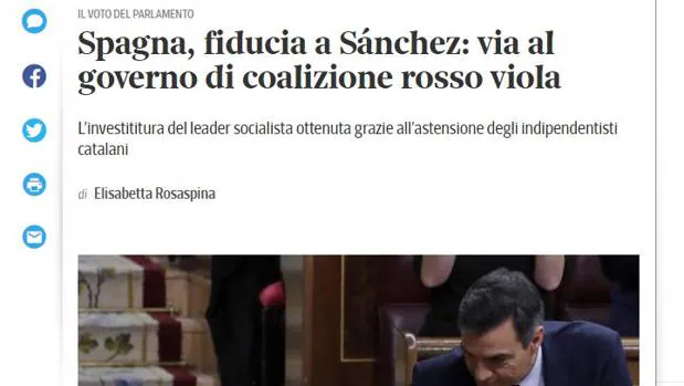 La prensa italiana, perpleja con la coalición de Sánchez