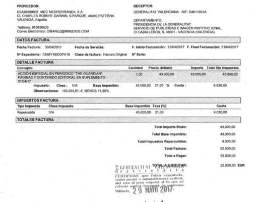 Factura de 52.000 euros por las acciones en The Guardian