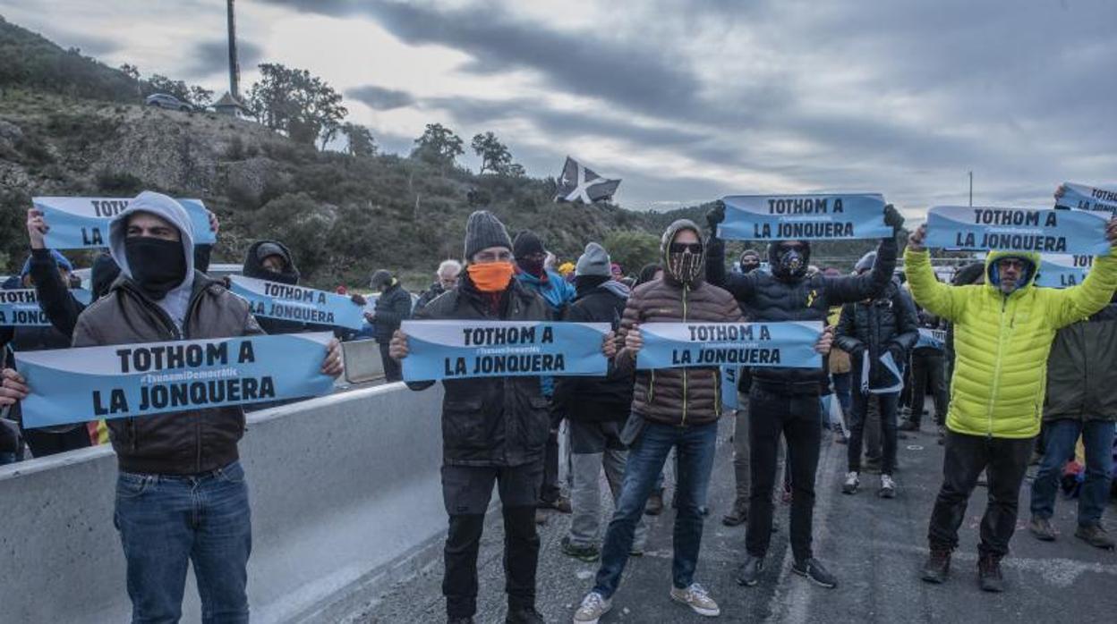 Protesta de Tsunami Democràtic en la frontera