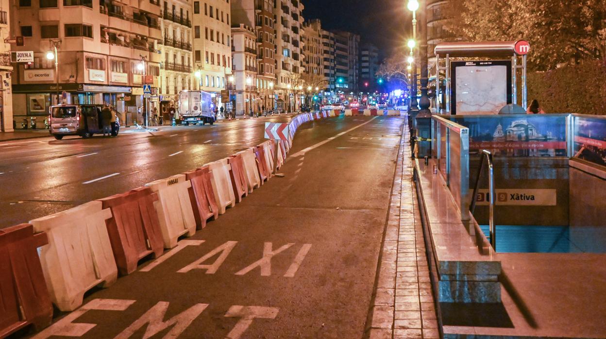 Imagen de las obras en la calle Xàtiva de Valencia