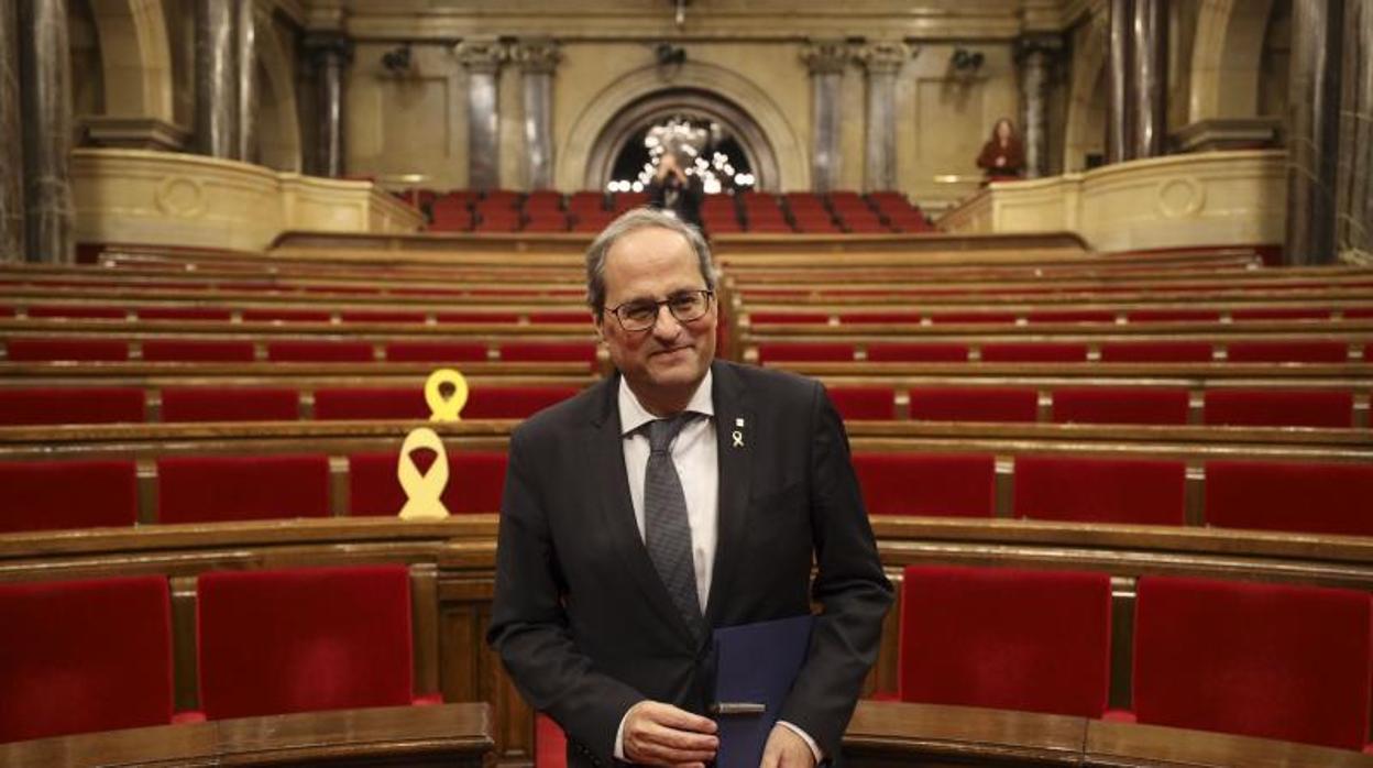 Quim Torra, en el Parlamento de Cataluña, en diciembre de 2019