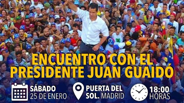 Los venezolanos en España, convocados este sábado para recibir a Guaidó en la Puerta del Sol de Madrid