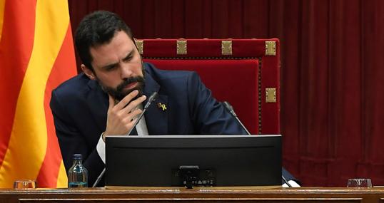 Roger Torrent, hoy en el Parlament