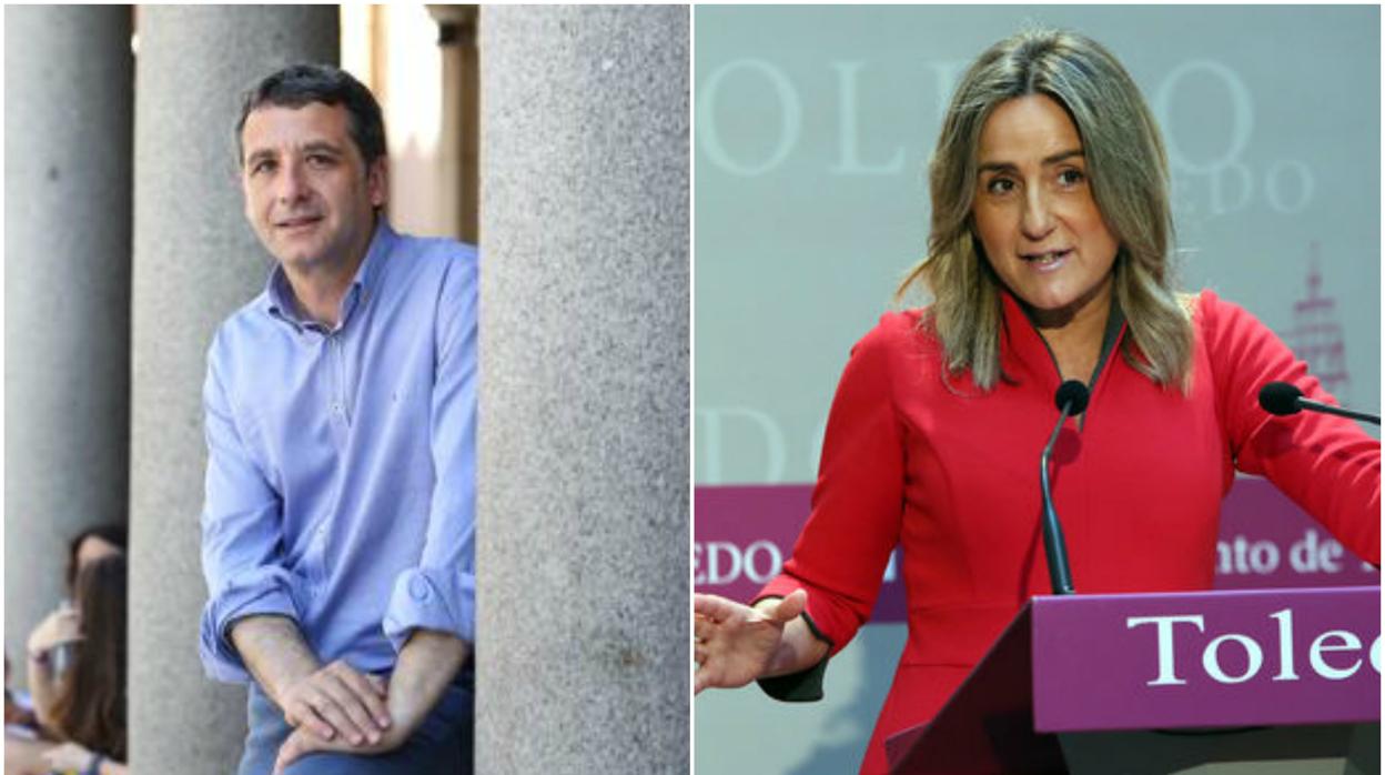 Esteban Paños, portavoz de Cs y la alcaldesa de Toledo, Milagros Tolón