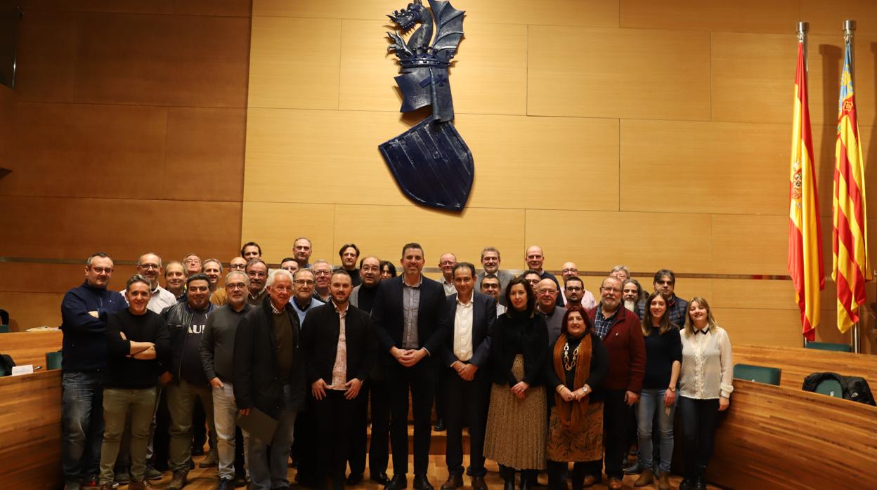 Imagen de la presentación del certamen a las bandas participantes en la Diputación de Valencia