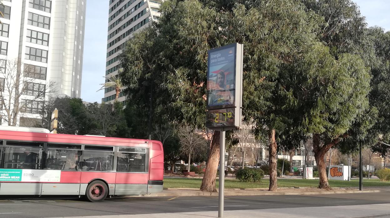 Imagen de un termómetro tomada en Valencia el pasado fin de semana