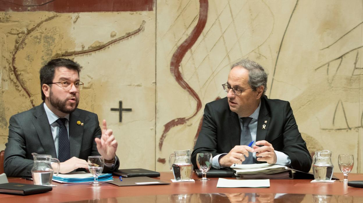 Quim Torra y Pere Aragonès en una reunión en la Generalitat