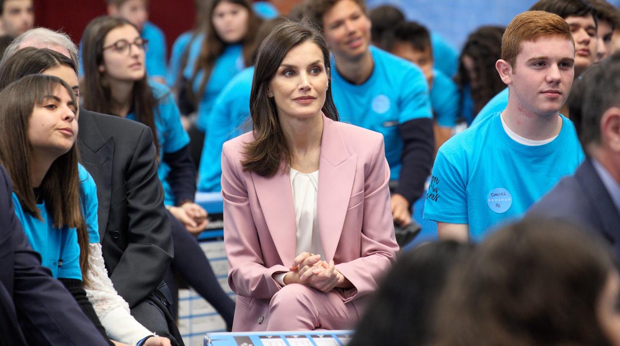 Imagen de la reina Letizia durante el acto de entrega del Premio de Investigación Científica 2020 organizado por la Fundación Princesa de Girona en la Universidad Politécnica de Valencia