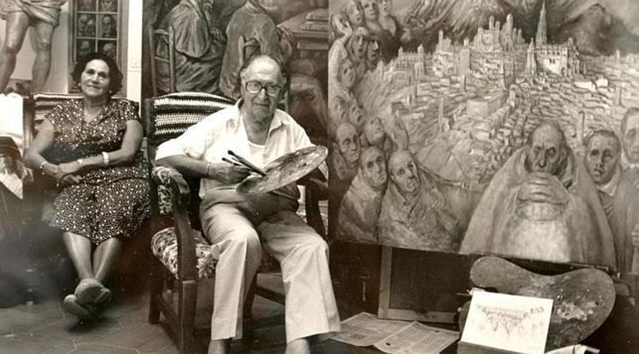 El pintor Cecilio Mariano Guerrero Malagón, en su estudio, en una imagen tomada por la gran fotógrafa Renata Takkenberg