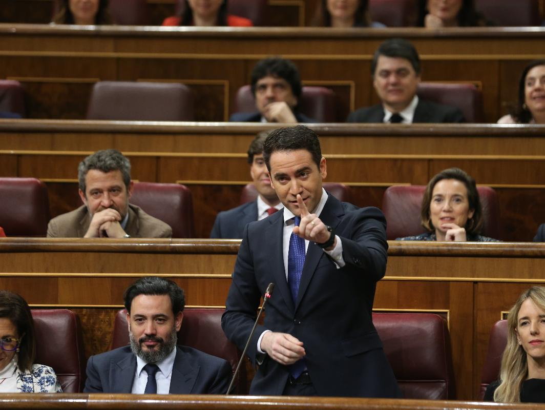 El secretario general del PP, Teodoro García Egea, durante su intervención este miércoles