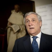 Tajani, durante la entrevista en la Real Academia de Bellas Artes de San Fernando