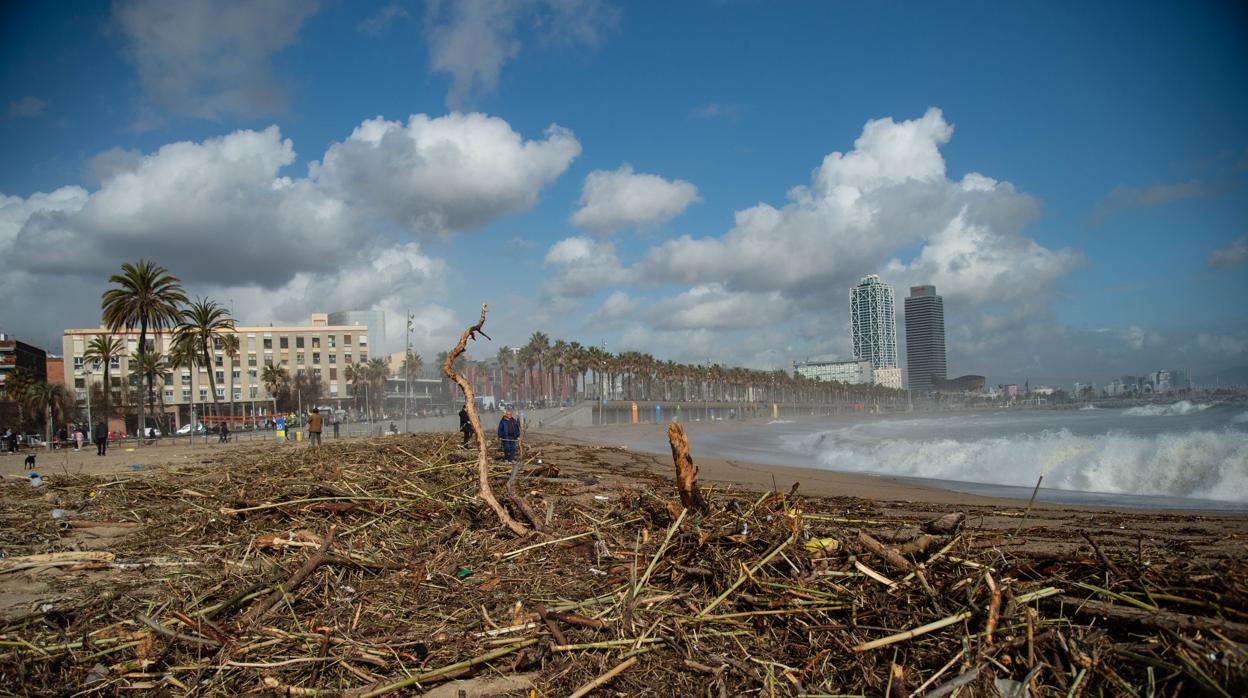 Destrozos en las playas de Barcelona