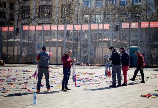 Zona de la mascletà suspendida por el temporal