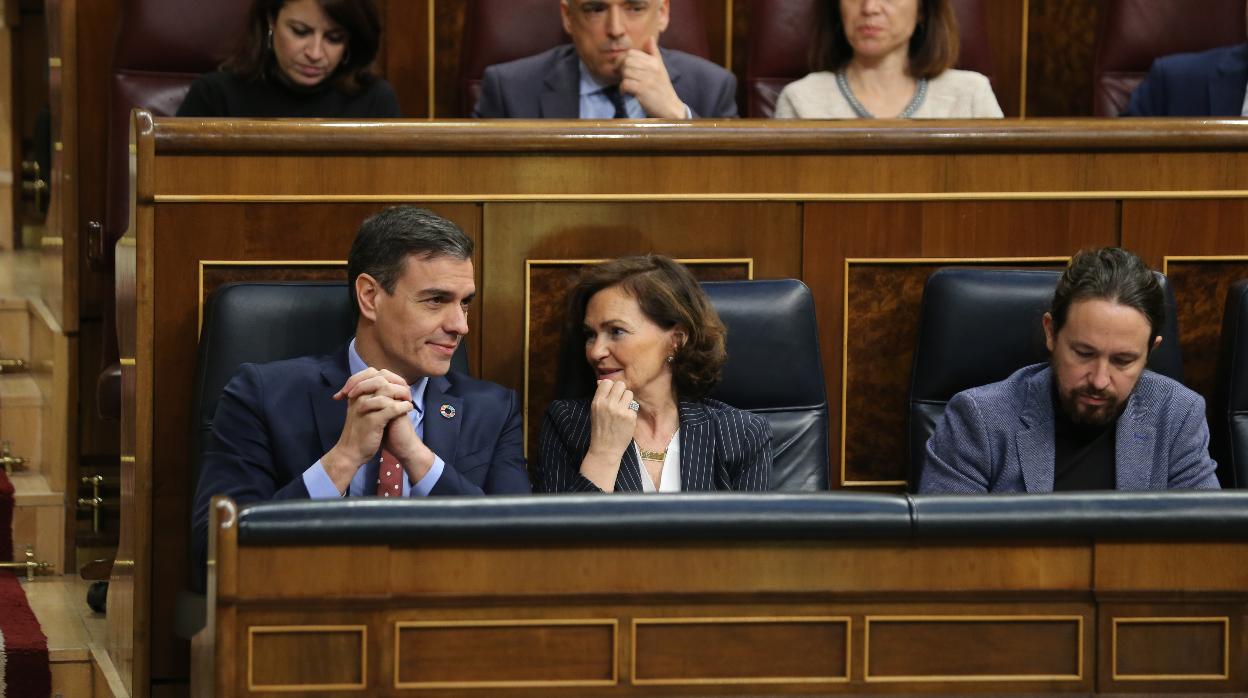 Pedro Sánchez y Pablo Iglesias, en el Congreso