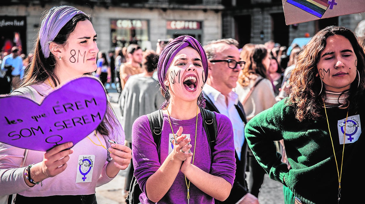 Manifestación feminista en Barcelona