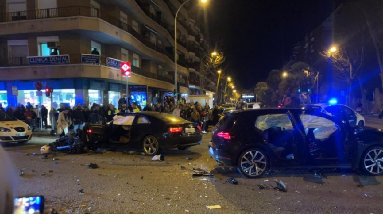 Así quedó el coche del conductor homicida tras chocar con la motocicleta y otro vehículo