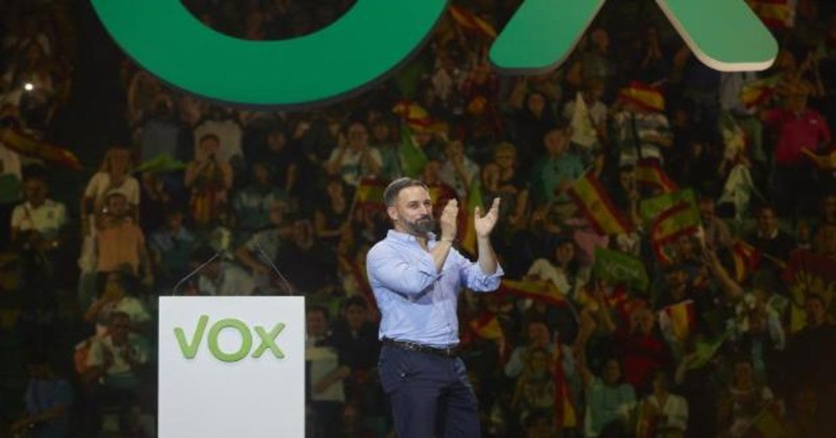 Santiago Abascal, en un acto de Vox celebrado en octubre de 2019 en el Palacio de Vistalegre