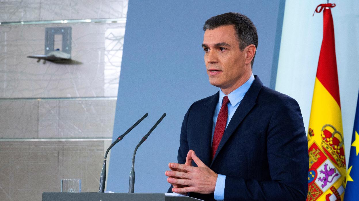 El presidente del Gobierno, Pedro Sánchez, en la rueda de prensa después del Consejo de Ministros extraordinario